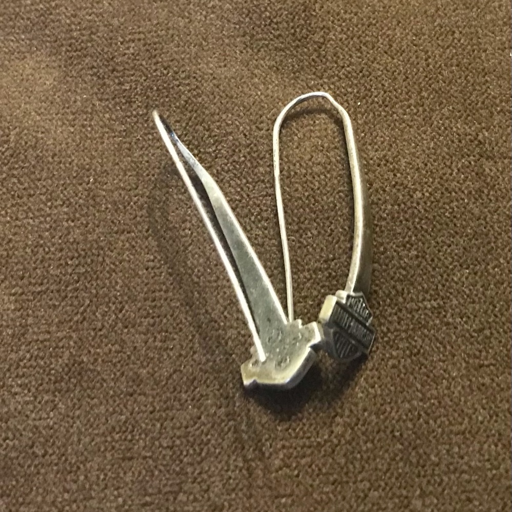 Harley Davidson Sterling Silver Long Fish Hook Earrings